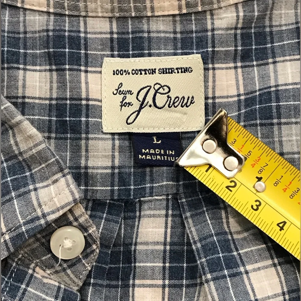 J. Crew Blue/White Plaid Men's Shirt Button Long Sleeve Sz‎ Large Preowned
